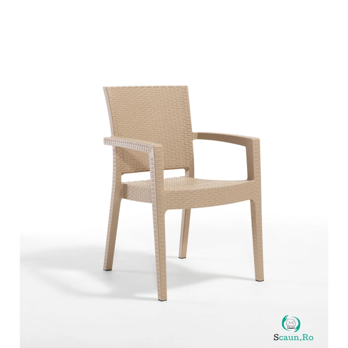 Scaun de gradina PARIS, model ratan, cappuccino, 62x57x88cm la 186.00 lei ron