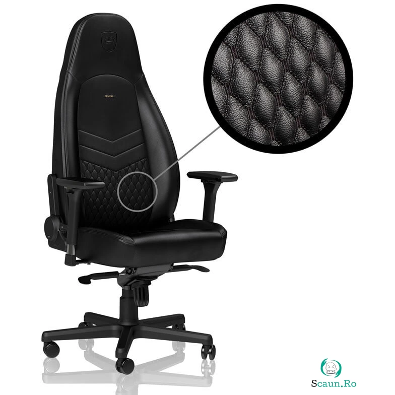 Scaun Gaming ICON Piele Naturala Negru