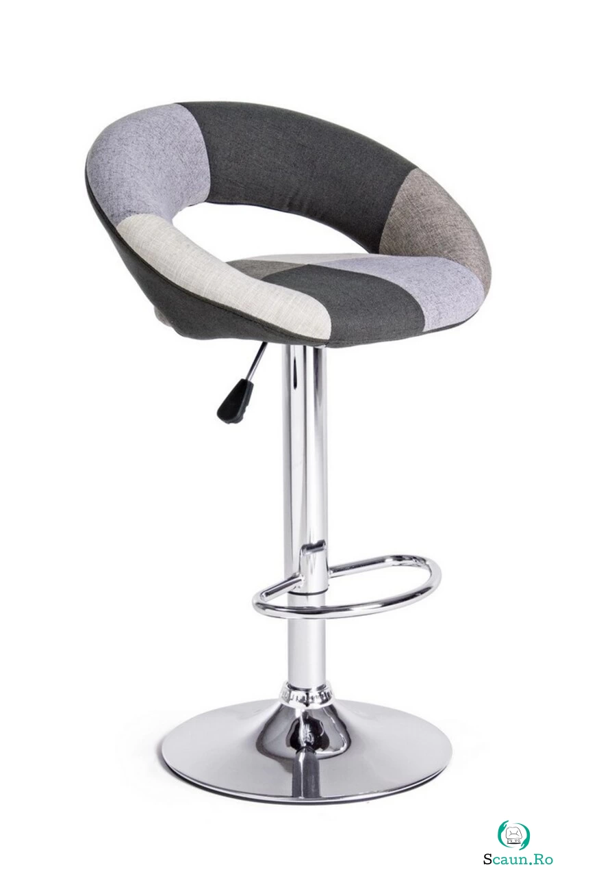 Scaun de bar Salvador Patch, Bizzotto, 55x50x80 cm, otel/poliester, gri