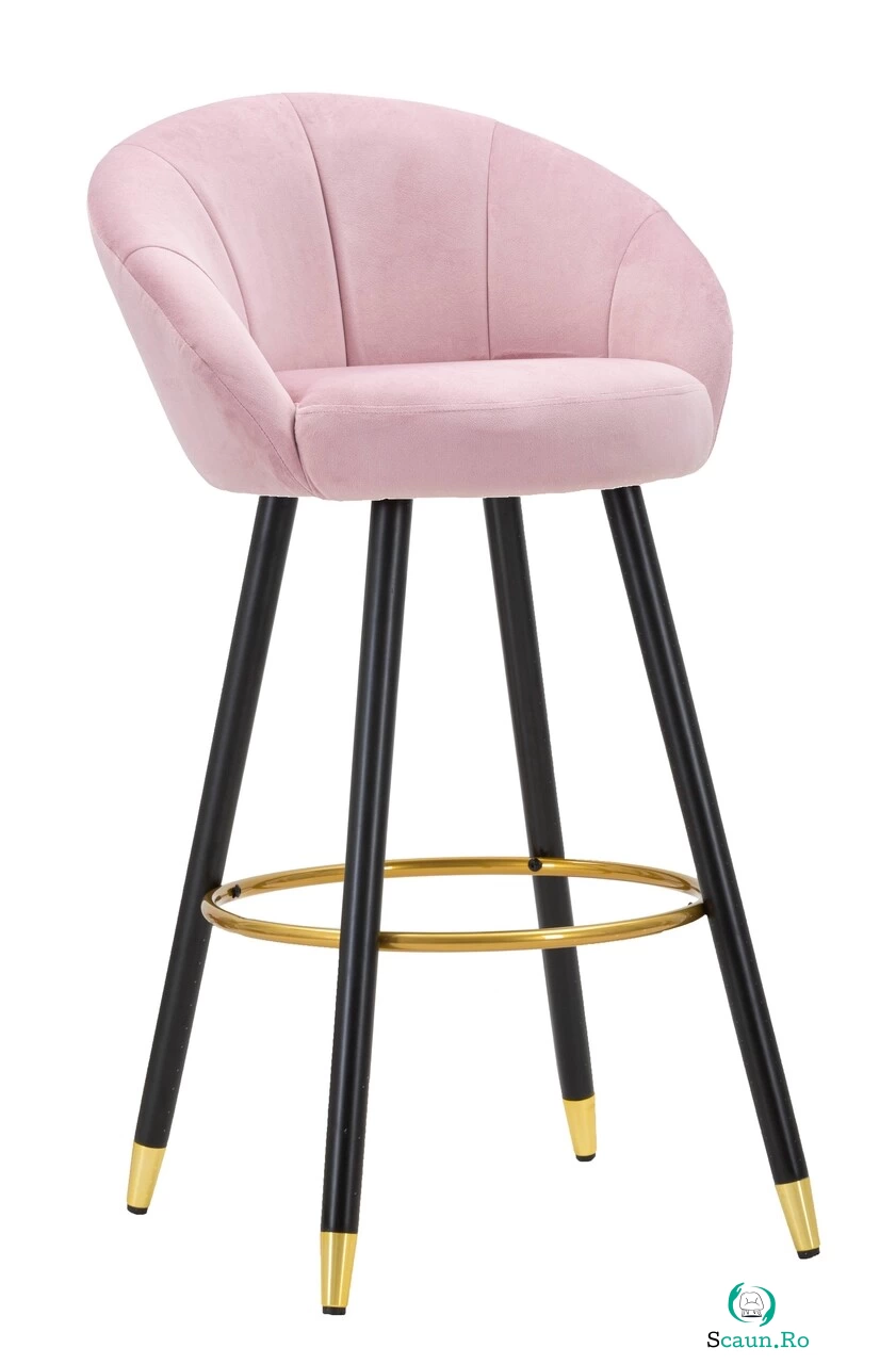 Scaun de bar Prague, Mauro Ferretti, 55x56x104 cm, catifea, rosu