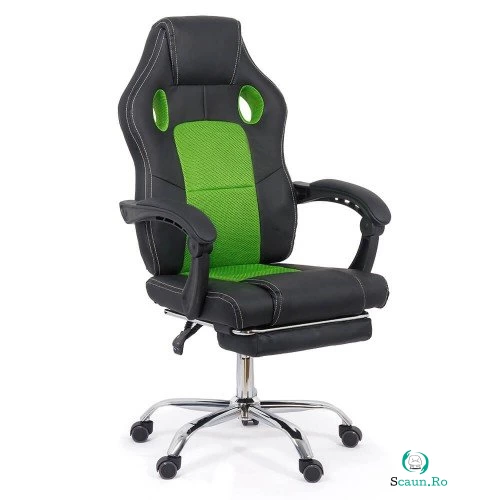 Scaun Gaming de birou cu suport de picioare OFF 3091 verde la 569.00 lei ron